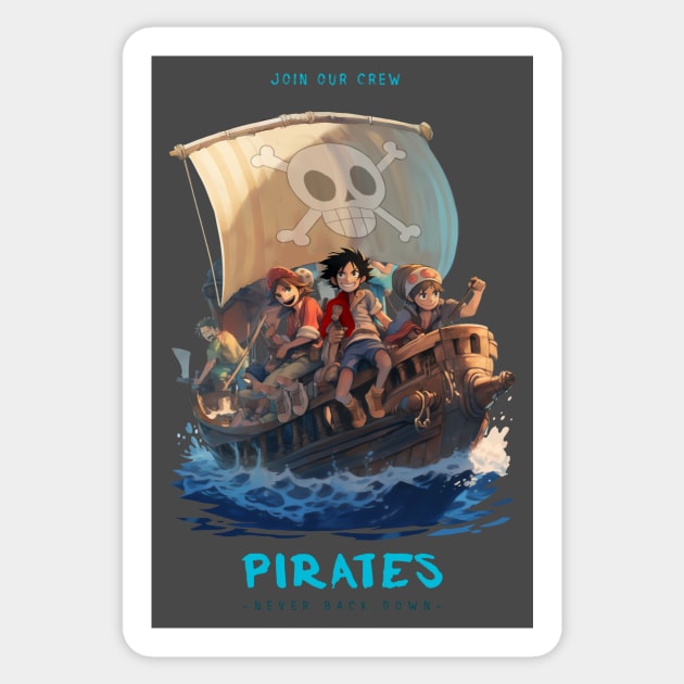 Anime Pirate Adventure Sticker by Tip Top Tee's